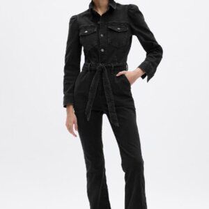 GAP Western Black Denim Jumpsuit | Belted Waist | Size 14 | Slim Fit